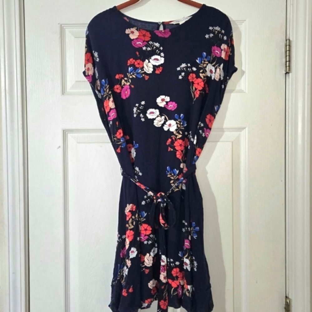 Navy Floral Tie Dress
